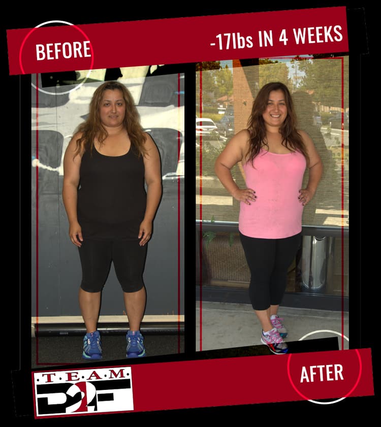 Dedicated 2 Fitness client before and after losing 17 pounds in four weeks